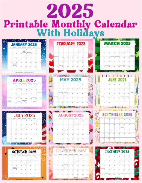 Printable 2025 Monthly Calendar With Holidays – Cassie Smallwood