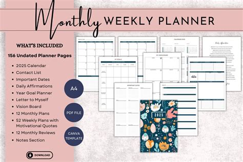 2025 Planner I Undated Printable Planner Graphic by Printable Designs ...