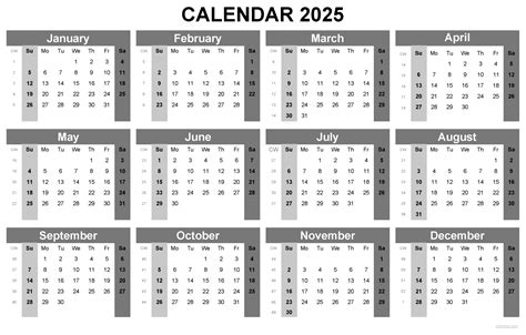 12 Month Printable Calendar 2025 | Calendar 2025 | Printable Calendar 2025