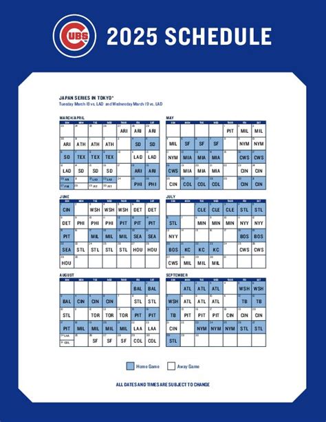 Chicago Cubs 2025 Schedule Printable Free - Angelina F. Lindt