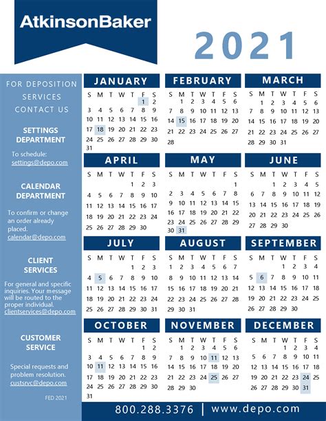 Federal Government Wall Calendar 2021 – Get Latest News 2023 Update