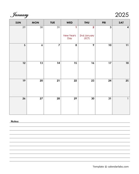 Printable 2025 UK Calendar Templates with Holidays - CalendarLabs