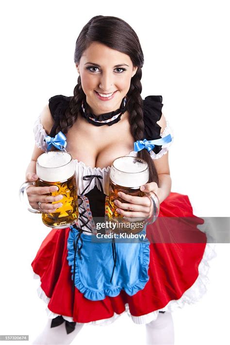 Beer Fest Bavarian Girl With Beers High-Res Stock Photo - Getty Images