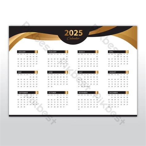 Black And Golden 2025 Calendar | EPS Free Download - Pikbest