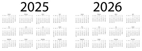 Monthly Calendar Template For 2025 And 2026 Years Stock Illustration ...