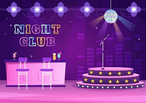 Night Club Interior Cartoon Illustration for Nightlife like a Young ...