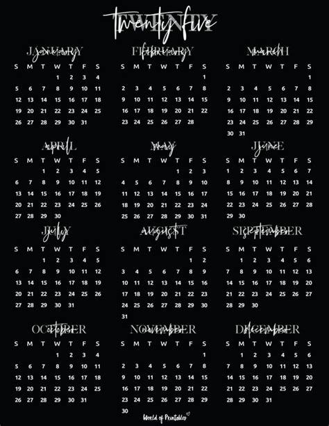 Calendar Black 2025 - Eddy Paloma
