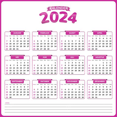 Calendario 2024 Simple Rosa Vector PNG ,dibujos Calendario 2024 ...