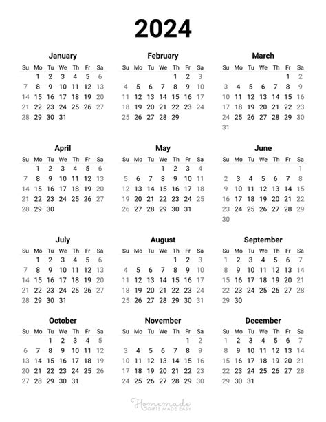 2025 Yearly Calendar Printable One Page Free Year Calendar Printable ...