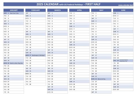 2025 calendar with holidays (US Federal Holidays)