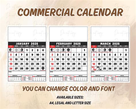 Commercial Calendar 2025 | Editable & Printable in Canva | Business ...