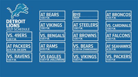 Detroit Lions release 2021 season schedule | wzzm13.com