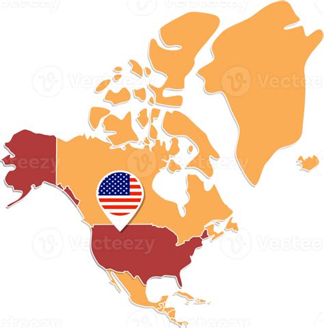 unido estados de America mapa en norte America, íconos demostración ...