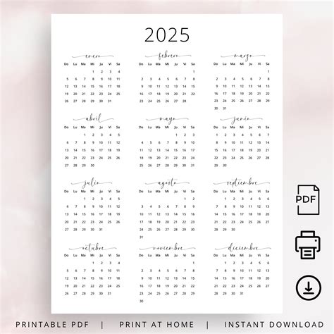 Calendario 2025 Español Calendario 2025 Calendario En Español 2025 ...