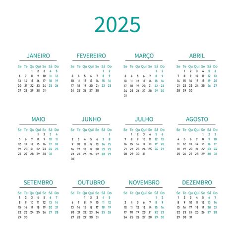 Premium Vector | Calendar 2025 in portuguese language Week start on ...