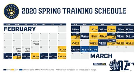 Milwaukee Brewers Spring Training Schedule 2022 Printable - Printable ...