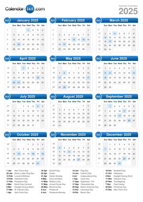 2025 Calendar