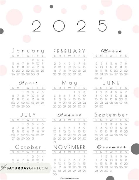 2025 Calendar Printable - 18 Cute & Free 2025 Yearly Calendar Templates
