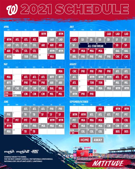 Washington Nationals Schedule Printable