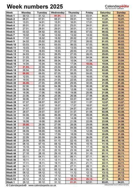 2025 Calendar With Weeks Numbers - Poppy Sondra