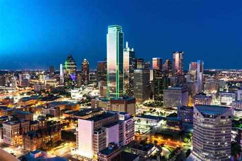 Download Dallas Skyline Clear Blue Sky Wallpaper | Wallpapers.com