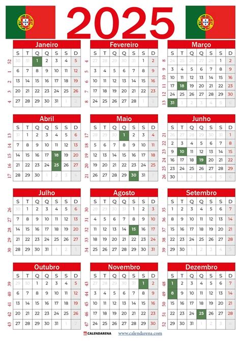 Calendário 2025 Com Feriados Para Imprimir Portugal | Pintura, Prints