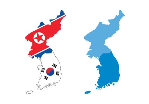 North korea and South korea country map and flag, vector illustration ...
