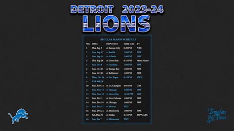Detroit Lions Schedule Printable 2024
