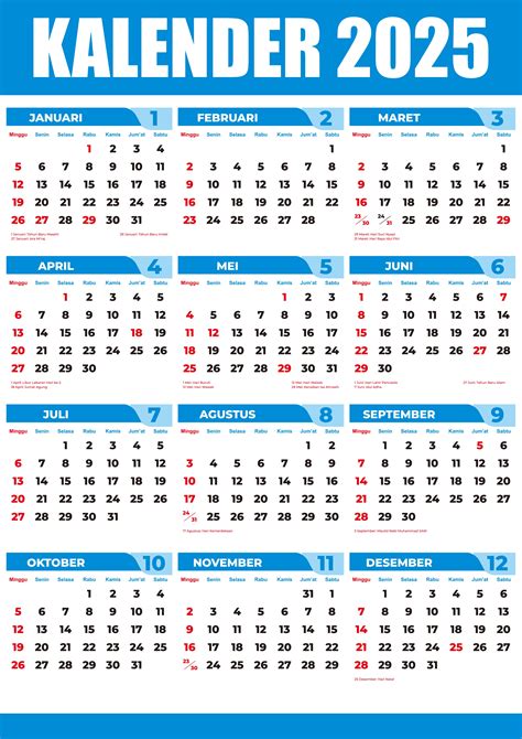 Template Kalender 2025 Indonesia Lengkap - Dodi Nadeen
