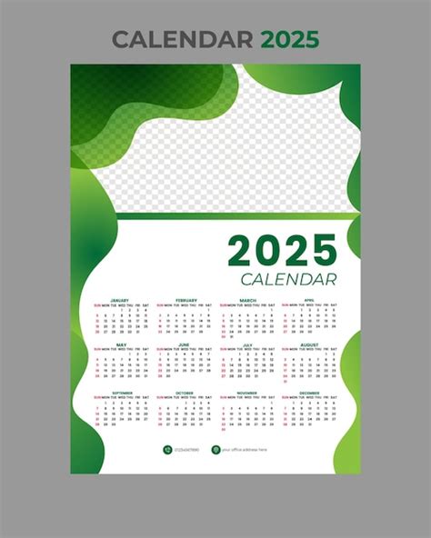 Diseño del diseño de la plantilla de calendario 2025 | Vector Premium
