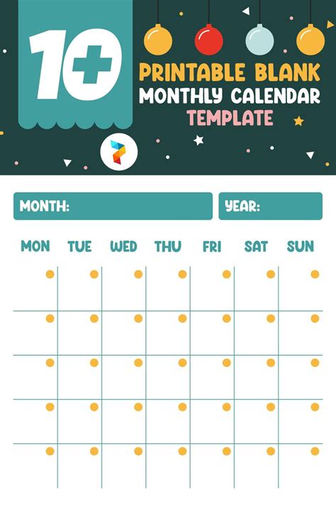 10 best printable blank monthly calendar template – Artofit