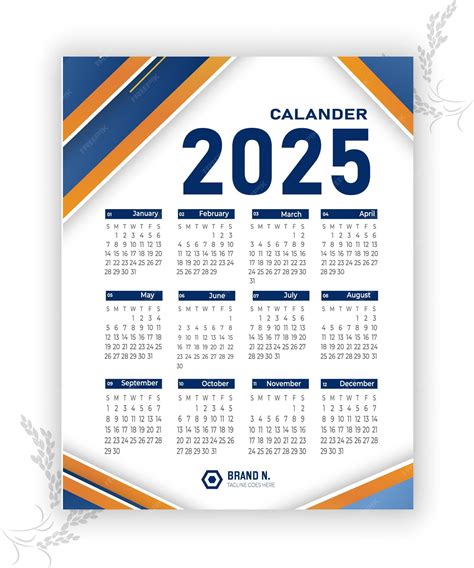 Plantilla De Calendario Calendario 2025 Vector De Diseno Diseno Unico ...