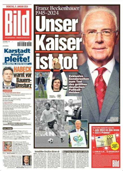 Periódico Bild (Alemania). Periódicos de Alemania. Edición de martes, 9 ...