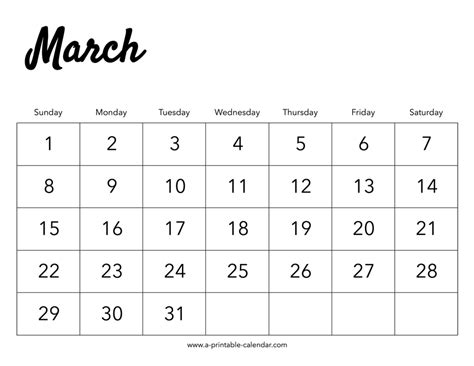 2020 March Calendar - A Printable Calendar