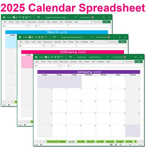 Year 2025 Calendar Excel Templates – BuyExcelTemplates.com