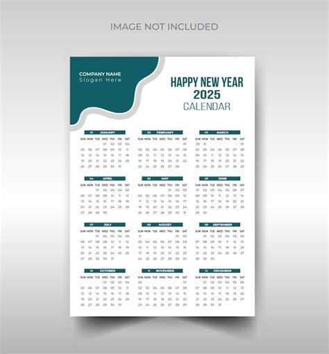 Plantilla de calendario de pared 2025 | Vector Premium