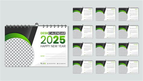 Desk calendar 2025 planner and corporate design template set, Annual ...