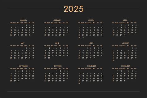 All Black Calendar 2025 - Robert Lee