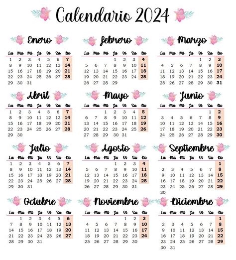 calendario 2024 | Almanaques para imprimir, Calendario para escribir ...