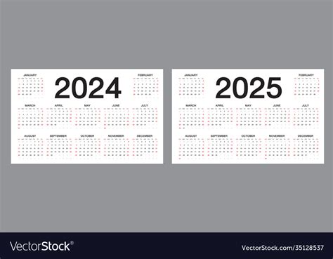 Simple calendar layout for 2024 2025 years Vector Image