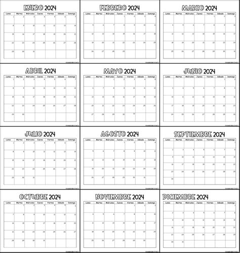 Calendario 2024 Para Imprimir Minimalista - Image to u