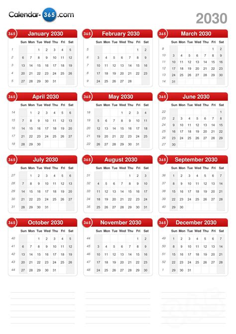 2030 Calendar