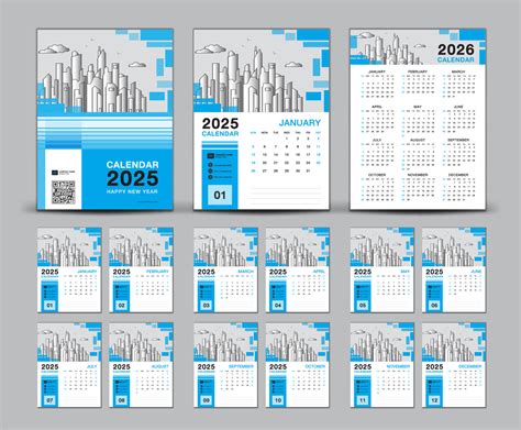 conjunto de diseño de calendario 2025 y plantilla de calendario de ...