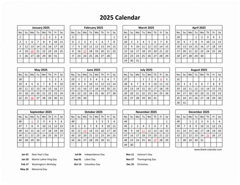 2025 Calendar With Federal Holidays Printable | Printable Calendar