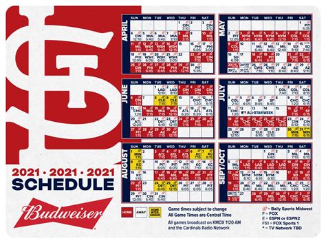 St Louis Cardinals Schedule 2025 Printable - Carl Ogden
