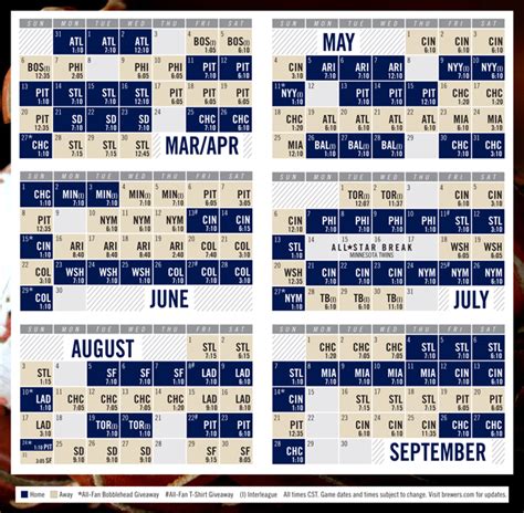 Milwaukee Brewers Printable Schedule - Customize and Print