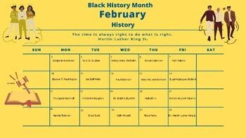 Black History Month Calendar and graphic organizer by Enrichment Support