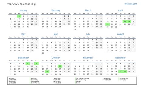 2025 Calendar Fiji - Ruth Mackay