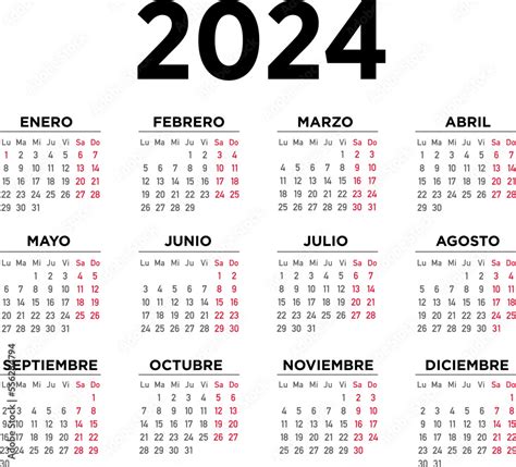 Calendario 2024 español. Semana comienza el lunes, Anis_ Fotografia ...