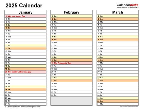 2025 Calendar - Free Printable PDF Templates | Calendarpedia